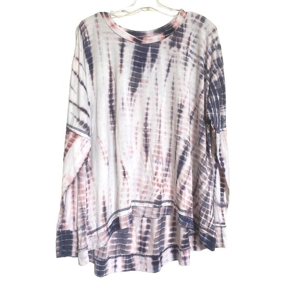 American Vintage Tops - VTG Kelly Renee Long Sleeve Pink Blue White Tie Dye Top Women's size XXL/20